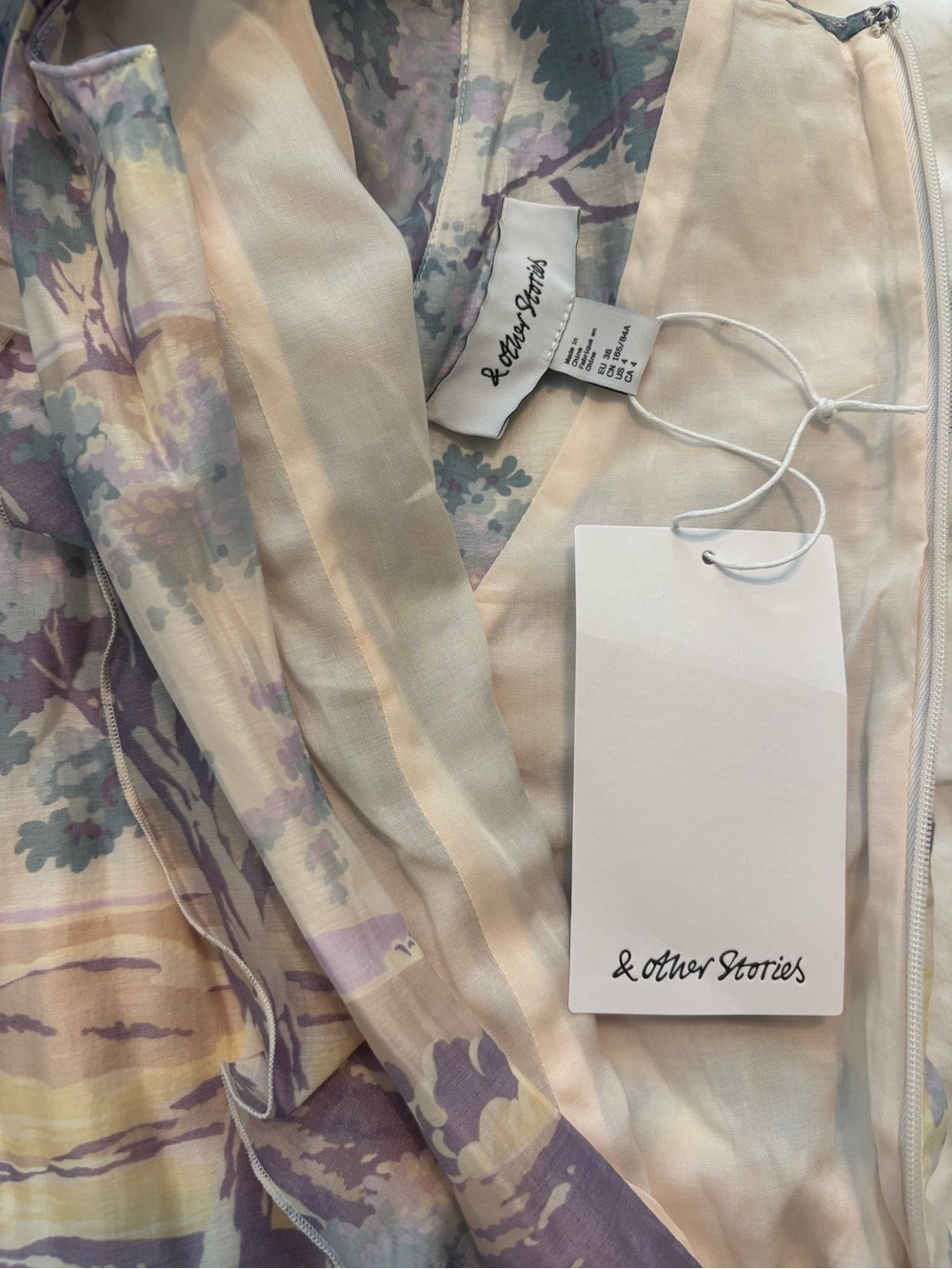 & Other Stories Lavender & Cream Scenic Ruffle Maxi Dress - Picture 4 of 11